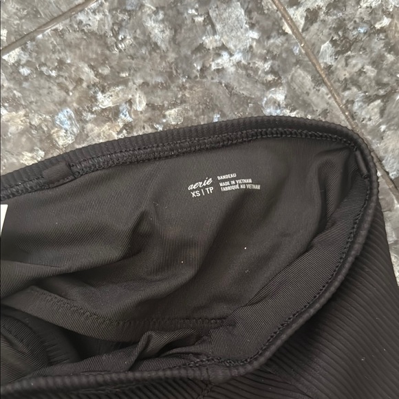 Aerie Black Ribbed Bandeau Swim Top - Picture 2 of 4